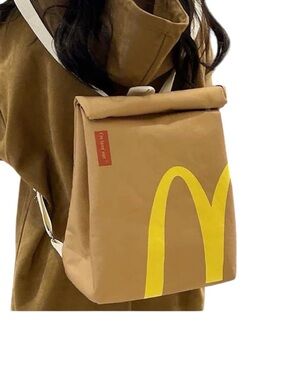 NWOT mc Donald backpack Yellow And Brown Roll-Top Backpack